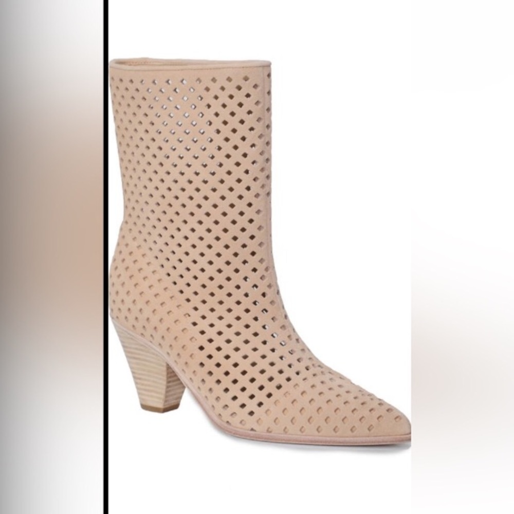 Sand Suede Layla Diamond Laser Cut Bootie | PAIGE